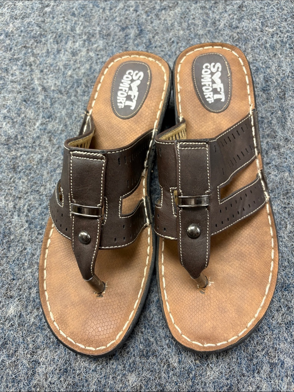 Women’s Brown Leather Toe-Post Sandals